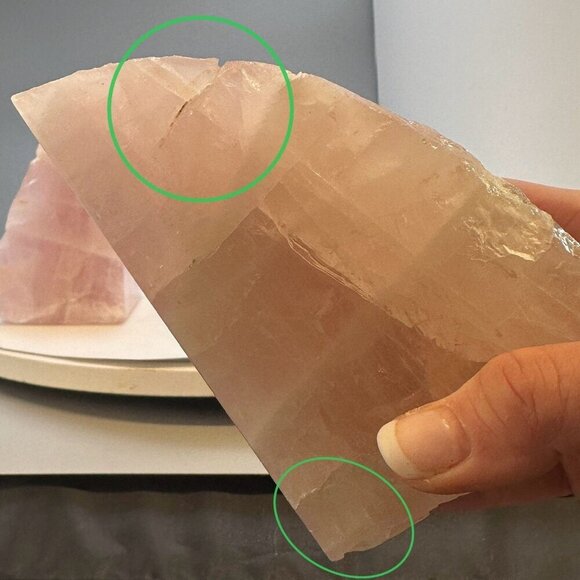 Pink Rose Quartz Crystal Bookends, Natural Characteristics Unique Bookshelf (AH) - Picture 10 of 10